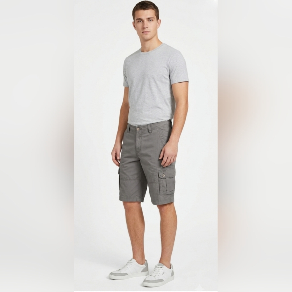 GUESS Men's Gray Cargo Shorts - Size 34